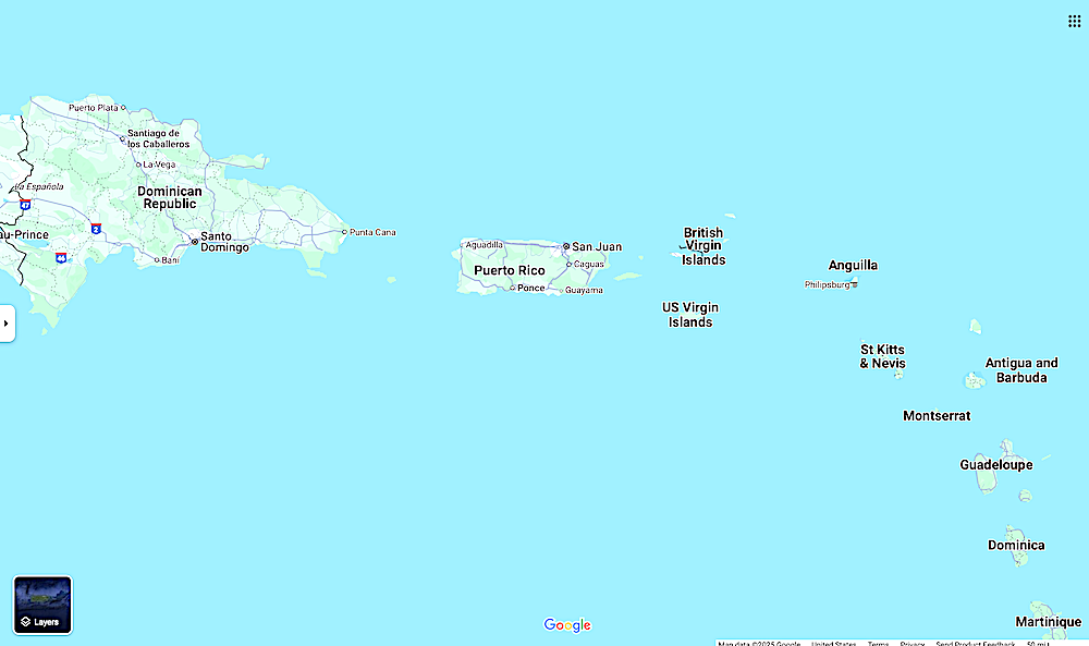 Map of Puerto Rico © Google Maps