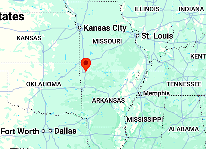 Map of Rogers in NW Arkansas © Google maps 