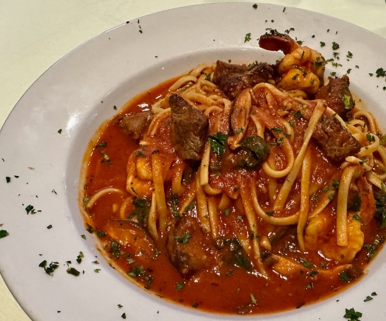 Capriccio pasta with steak and shrimp © Scott Kendall 