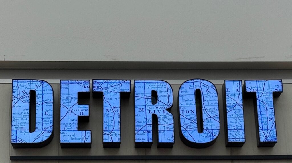 Detroit letters in blue © Scott Kendall 