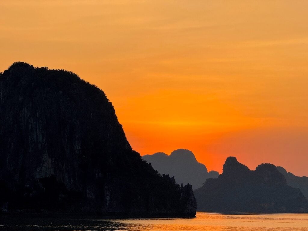 Halong Bay deep orange sunset ©d Scott Kendall
