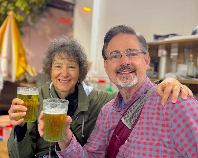 Julie and Scott drinking Green Rice Beer © Scott Kendall 