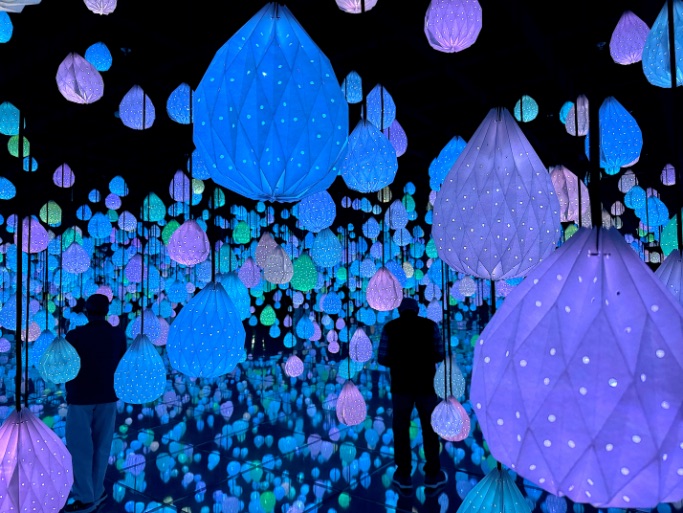 Arte Museum lanterns with blue, green, and lavender © Scott Kendall