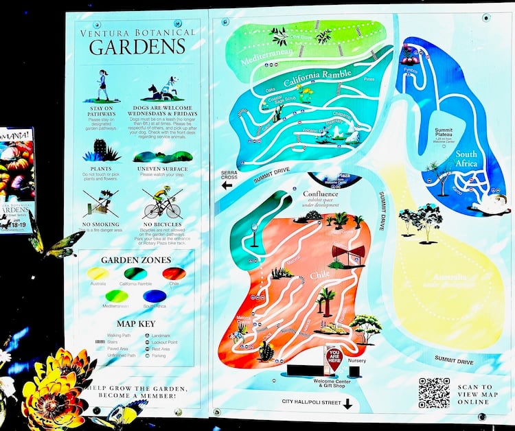 Ventura Botanical Gardens Map © Scott Kendall