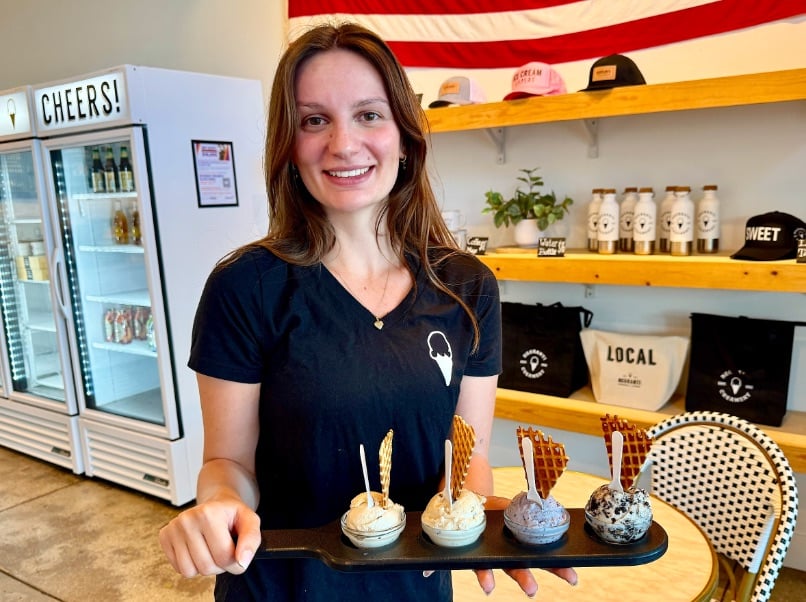 Negranti Creamery's Jenn, with four flavors of sheep's milk ice cream, at one of the best restaurants in Paso Robles
© Scott Kendall