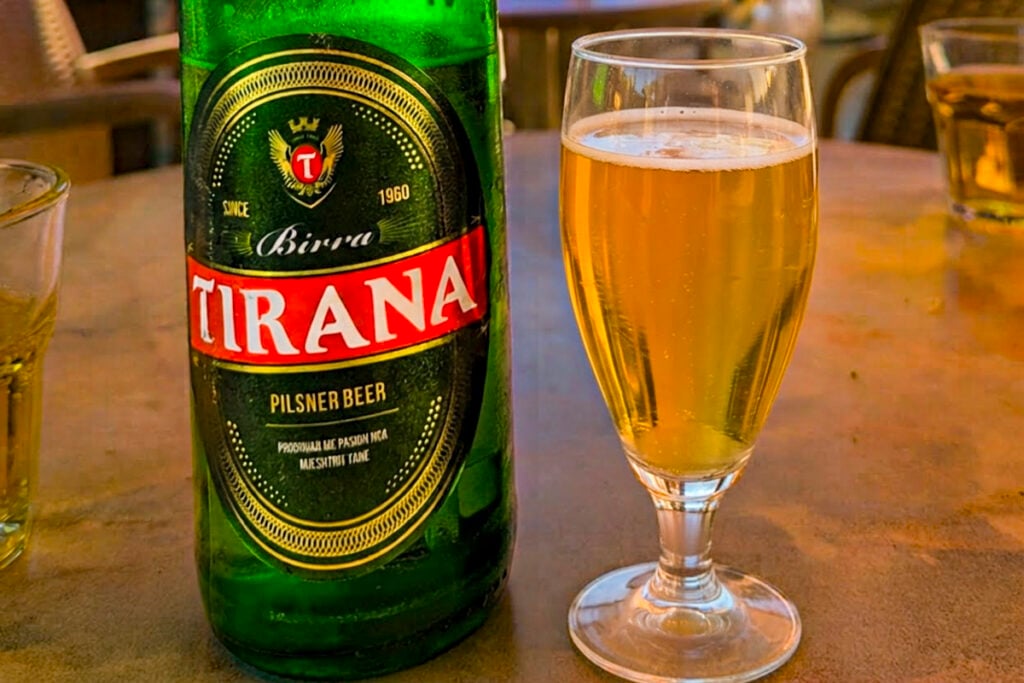 Tirana, our favorite local beer in Vlorë © Mary Charlebois