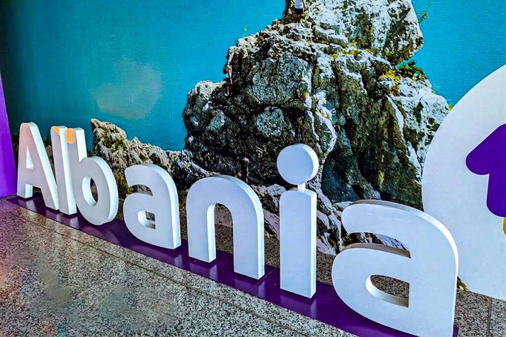 Albania sign at Tiranë airport © Mary Charlebois