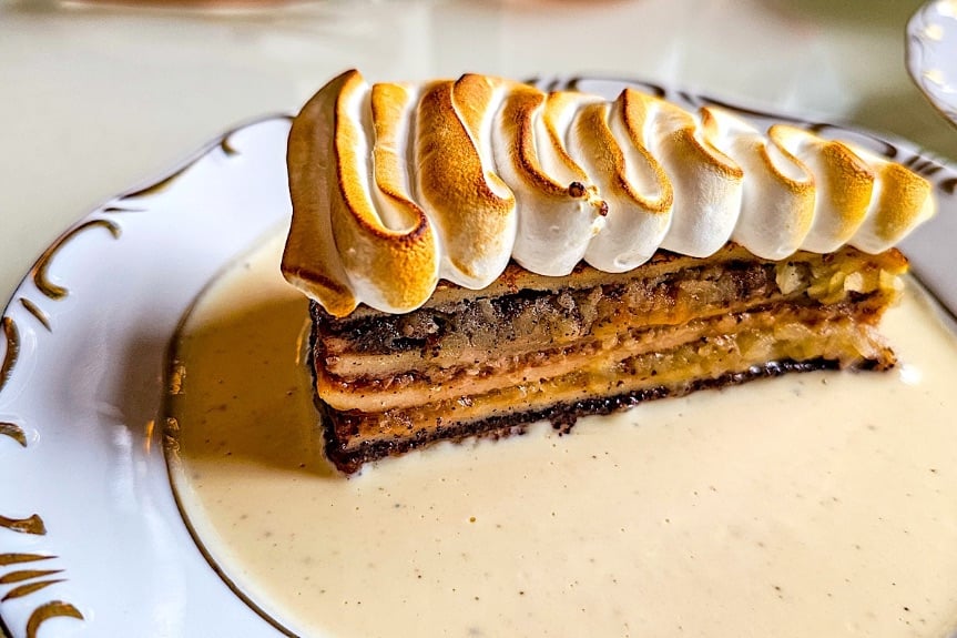 Gundel pancake with meringue and vanilla custard © Kevin Scanlon