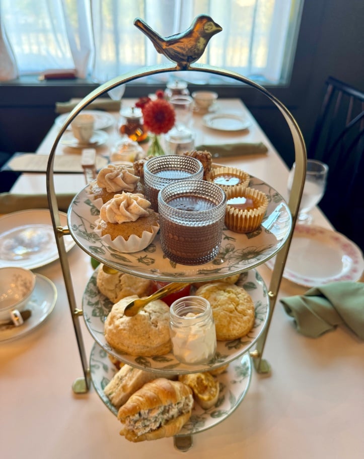 Crown & Thistle Tea Room tiers of treats in Waynesville © Scott Kendall
